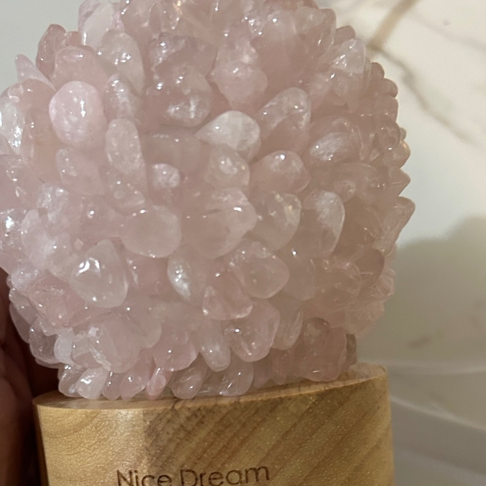 Rose Quartz tumbled lamp; Crystal Lamp